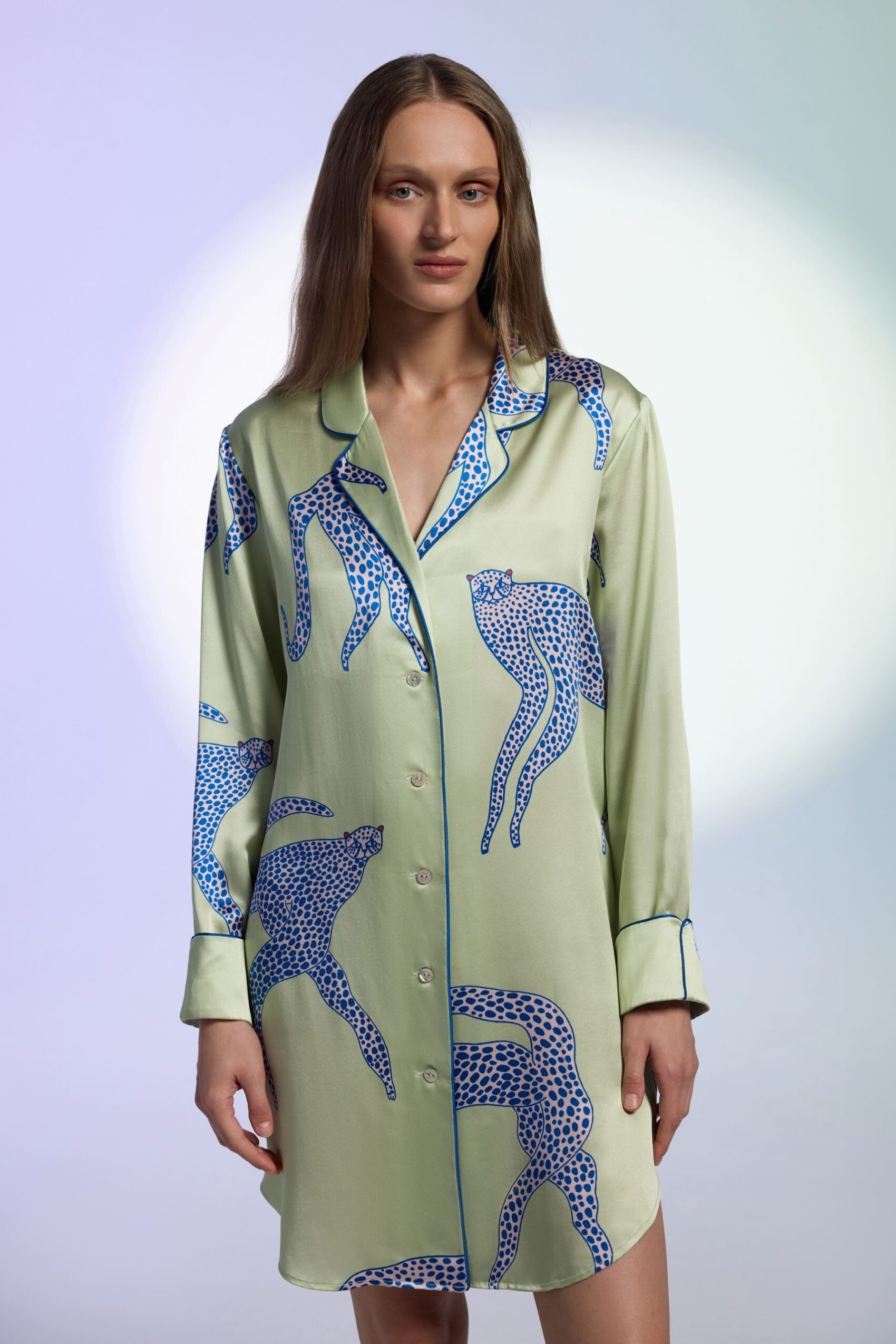 Stylish printed silk nightwear, perfect for a chic pajama party or lounging in luxury.