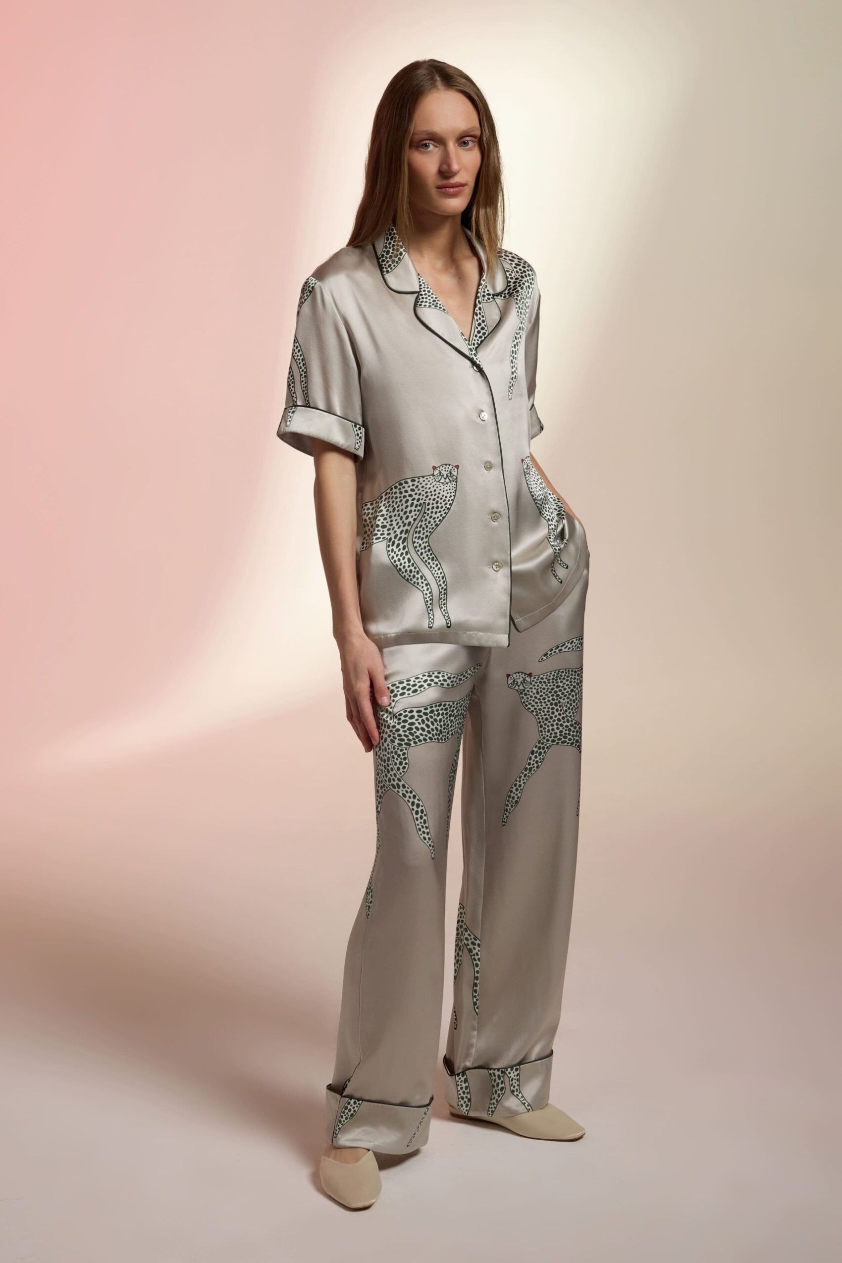 All-season printed silk pajama set, designed for comfort and luxury in every season.